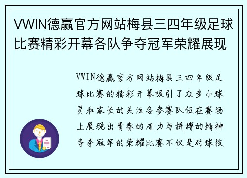 VWIN德赢官方网站梅县三四年级足球比赛精彩开幕各队争夺冠军荣耀展现青春风采